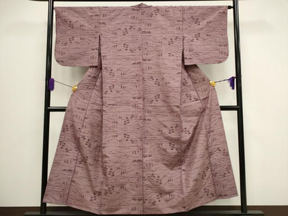 平和屋着物▽上質な紬 単衣 樹林文 正絹 逸品 CAAV0907ou