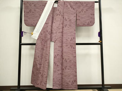 平和屋着物▽上質な紬 単衣 樹林文 正絹 逸品 CAAV0907ou