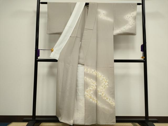 平和屋着物▽訪問着 単衣 道長舞桜文 暈し染め 金彩 正絹 逸品 CAAV0908ou