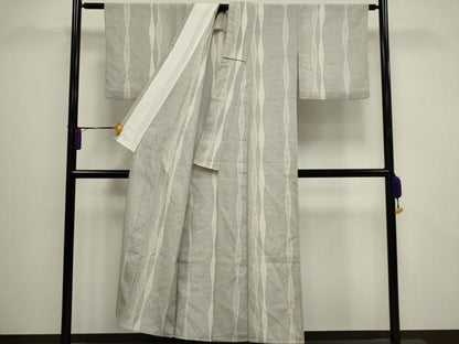 平和屋着物▽本塩沢　単衣　100亀甲　立涌文　正絹　逸品　CAAV0909ou