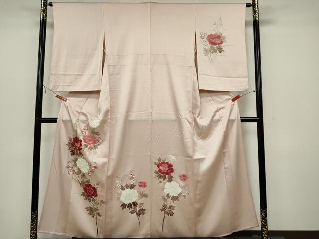 平和屋着物▽訪問着 単衣 草花文 金彩 正絹 逸品 CAAV0952ou