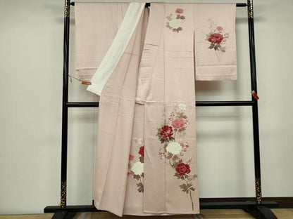 平和屋着物▽訪問着 単衣 草花文 金彩 正絹 逸品 CAAV0952ou