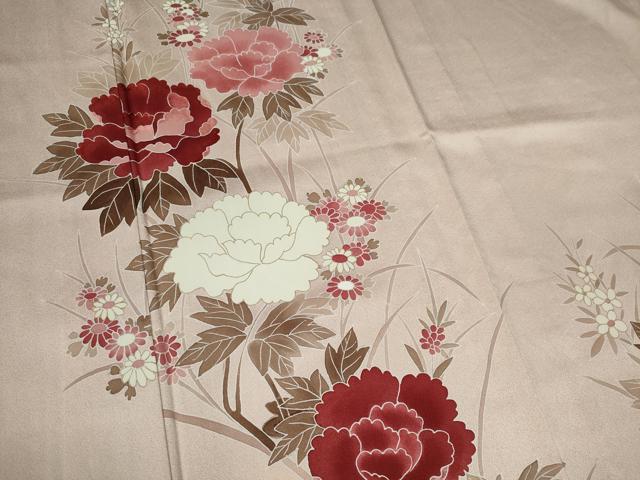 平和屋着物▽訪問着 単衣 草花文 金彩 正絹 逸品 CAAV0952ou