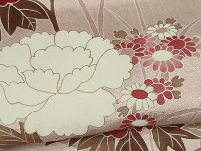 平和屋着物▽訪問着 単衣 草花文 金彩 正絹 逸品 CAAV0952ou