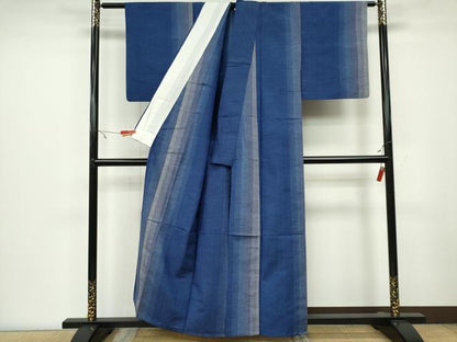 平和屋着物▽上質な紬 単衣 縞 正絹 逸品 CAAV0955ou