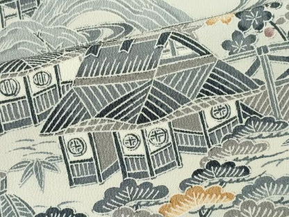 平和屋着物▽上質な小紋 単衣 風景文 正絹 逸品 CAAV0956ou