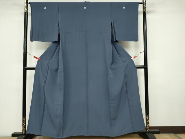 平和屋着物▽上質な色無地　単衣　御召御納戸　正絹　逸品　CAAV0957ou