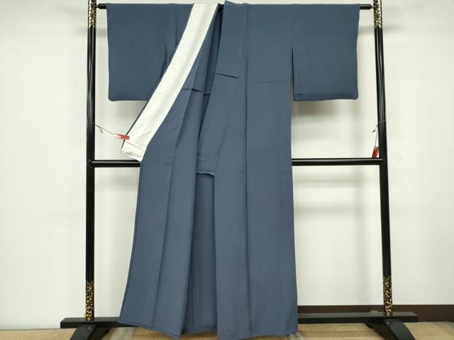 平和屋着物▽上質な色無地　単衣　御召御納戸　正絹　逸品　CAAV0957ou