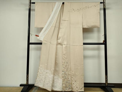 平和屋着物▽訪問着 単衣 枝梅松文 金彩 正絹 逸品 CAAV0958ou