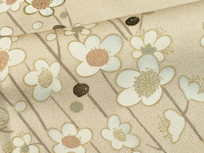 平和屋着物▽訪問着 単衣 枝梅松文 金彩 正絹 逸品 CAAV0958ou
