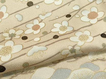 平和屋着物▽訪問着 単衣 枝梅松文 金彩 正絹 逸品 CAAV0958ou