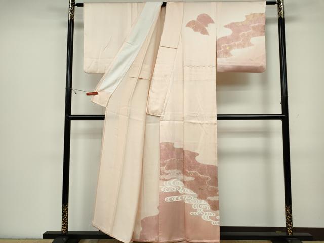 平和屋着物▽訪問着 単衣 絞り 流水霞文 金彩 正絹 逸品 CAAV0959ou