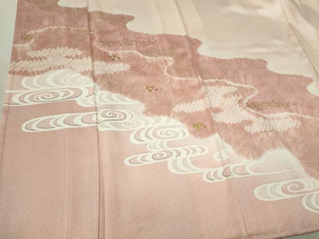 平和屋着物▽訪問着 単衣 絞り 流水霞文 金彩 正絹 逸品 CAAV0959ou