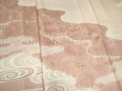 平和屋着物▽訪問着 単衣 絞り 流水霞文 金彩 正絹 逸品 CAAV0959ou