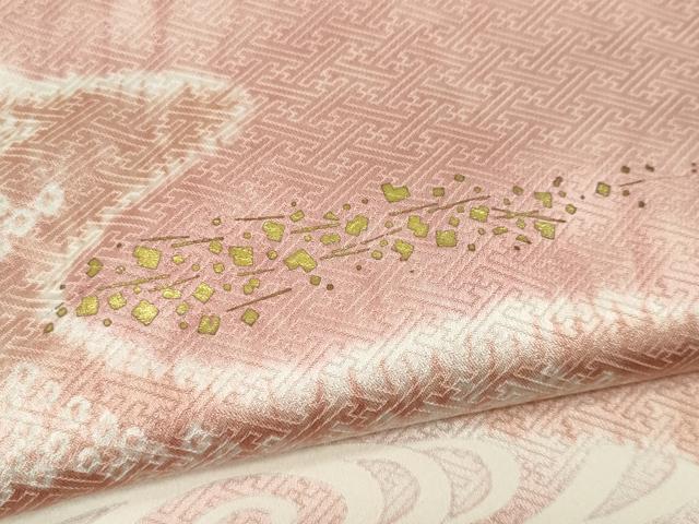 平和屋着物▽訪問着 単衣 絞り 流水霞文 金彩 正絹 逸品 CAAV0959ou