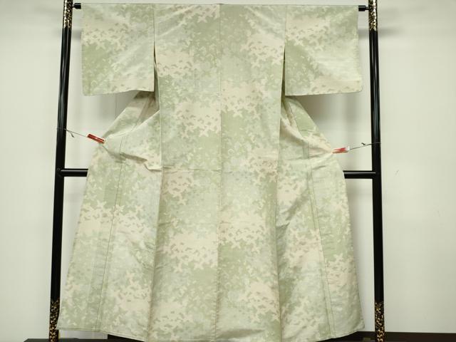 平和屋着物▽上質な紬 単衣 舞蝶シルエット 正絹 逸品 CAAV0960ou