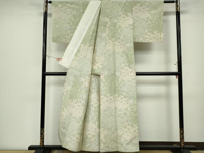 平和屋着物▽上質な紬 単衣 舞蝶シルエット 正絹 逸品 CAAV0960ou