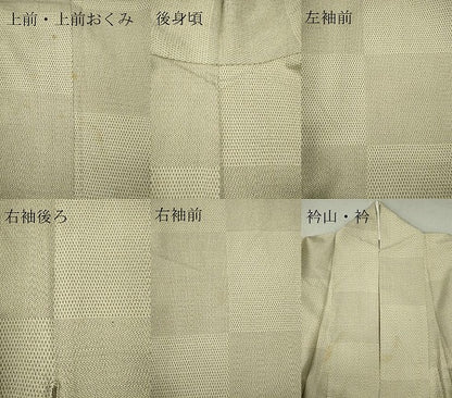 平和屋着物▽本塩沢 単衣 110亀甲 市松文様 正絹 逸品 CAAV0963ou