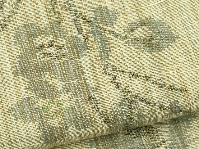 平和屋着物▽上質な紬 単衣 枝花文 正絹 逸品 CAAV0966ou