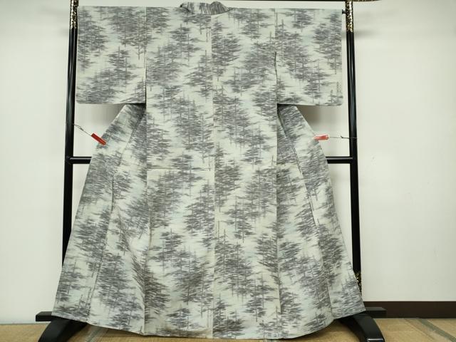 平和屋着物▽上質な紬 単衣 樹林文 正絹 逸品 CAAV0967ou
