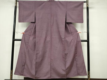 平和屋着物▽上質な紬 単衣 色無地 二藍色 正絹 逸品 CAAV0971ou