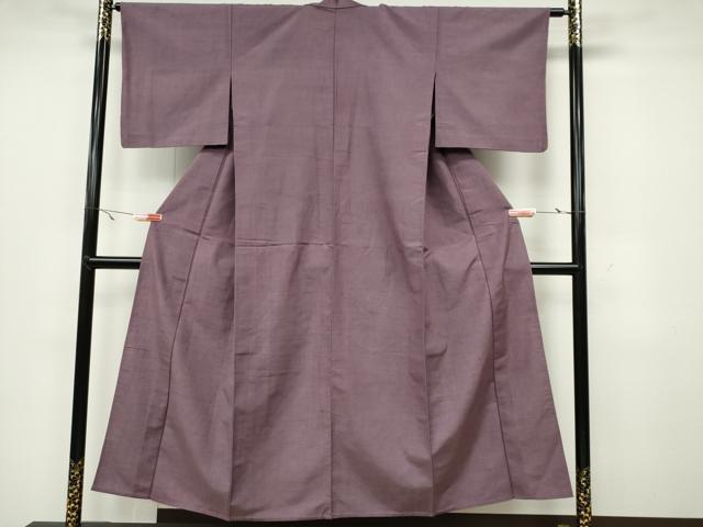平和屋着物▽上質な紬 単衣 色無地 二藍色 正絹 逸品 CAAV0971ou