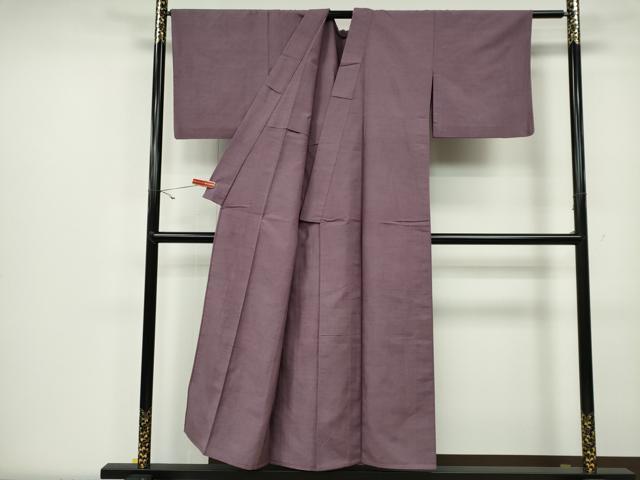 平和屋着物▽上質な紬 単衣 色無地 二藍色 正絹 逸品 CAAV0971ou
