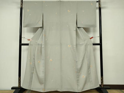 平和屋着物▽上質な小紋 単衣 草花丸文 鮫小紋柄 金彩 正絹 逸品 CAAV0974ou