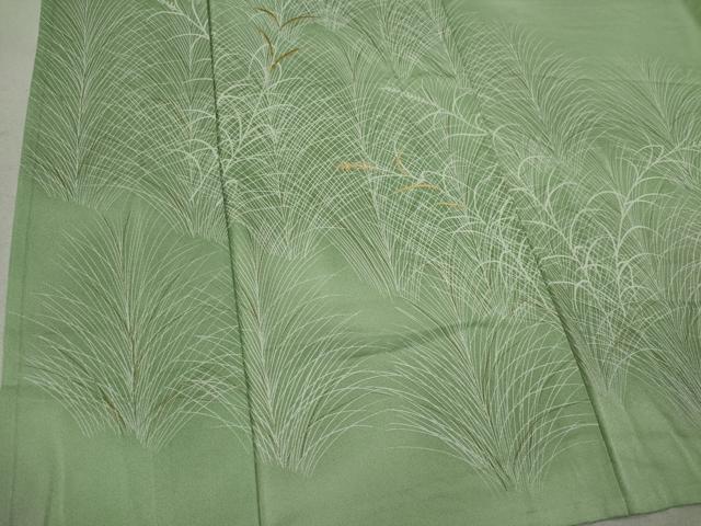 平和屋着物▽訪問着　単衣　刺繍　秋草文　暈し染め　金彩　正絹　逸品　CAAV0975ou