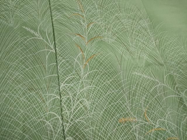 平和屋着物▽訪問着　単衣　刺繍　秋草文　暈し染め　金彩　正絹　逸品　CAAV0975ou