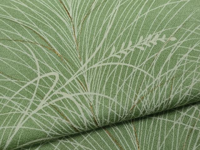 平和屋着物▽訪問着　単衣　刺繍　秋草文　暈し染め　金彩　正絹　逸品　CAAV0975ou