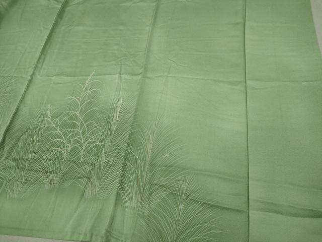 平和屋着物▽訪問着　単衣　刺繍　秋草文　暈し染め　金彩　正絹　逸品　CAAV0975ou