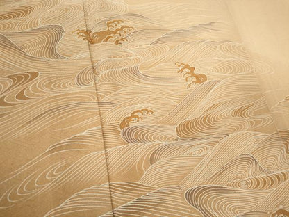 平和屋着物▽訪問着 単衣 刺繍 立波文 暈し染め 正絹 逸品 CAAV0977ou