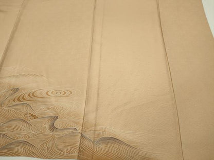 平和屋着物▽訪問着 単衣 刺繍 立波文 暈し染め 正絹 逸品 CAAV0977ou