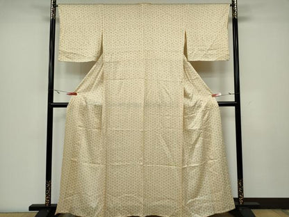 平和屋着物▽上質な小紋 単衣 麻の葉文様 正絹 逸品 CAAV0978ou