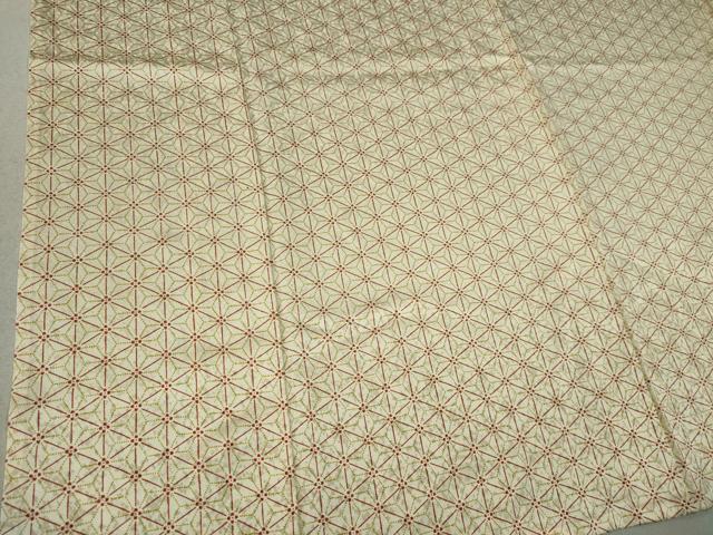 平和屋着物▽上質な小紋 単衣 麻の葉文様 正絹 逸品 CAAV0978ou