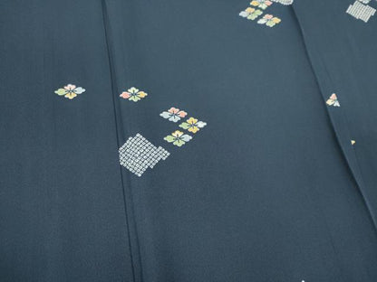 平和屋着物▽上質な小紋 単衣 吉祥花文 正絹 逸品 CAAV0979ou