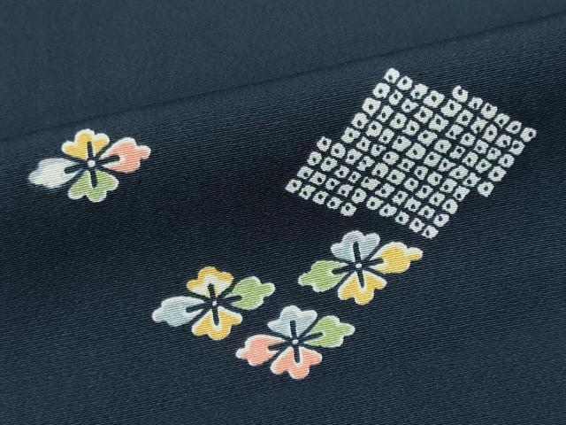 平和屋着物▽上質な小紋 単衣 吉祥花文 正絹 逸品 CAAV0979ou