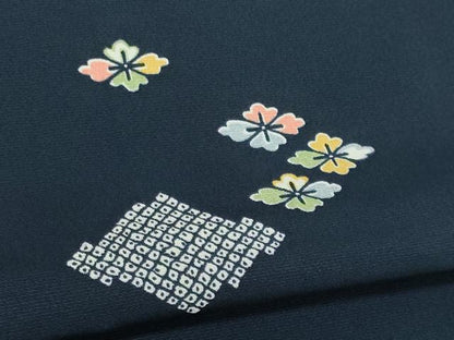平和屋着物▽上質な小紋 単衣 吉祥花文 正絹 逸品 CAAV0979ou