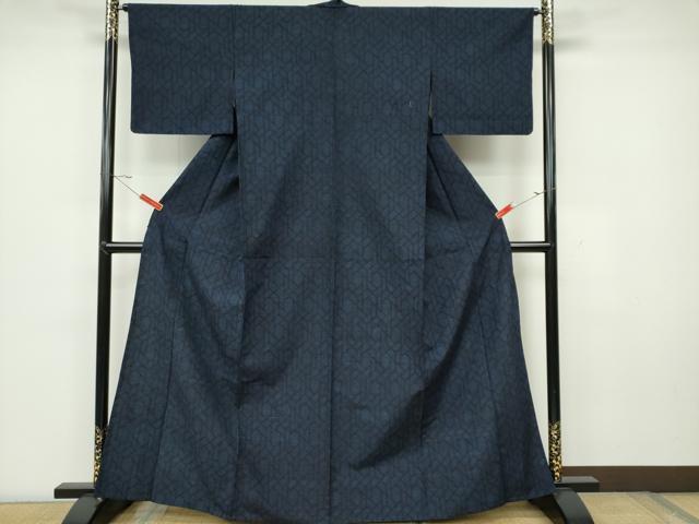 平和屋着物▽結城紬 単衣 幾何学文 正絹 逸品 CAAV0981ou
