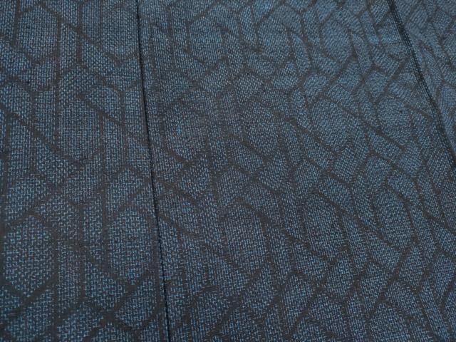 平和屋着物▽結城紬 単衣 幾何学文 正絹 逸品 CAAV0981ou