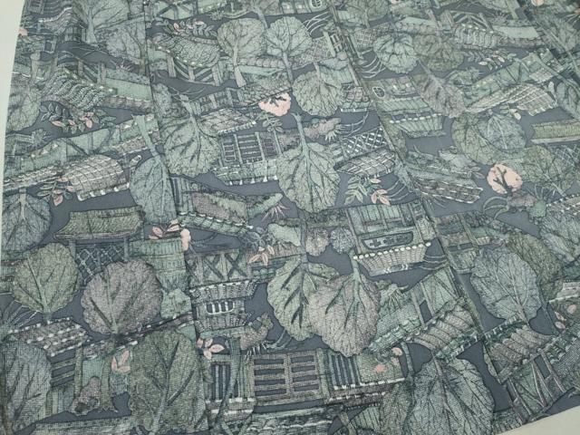 平和屋着物▽上質な小紋 単衣 ろうけつ染め 風景草木文 正絹 逸品 CAAV0983ou