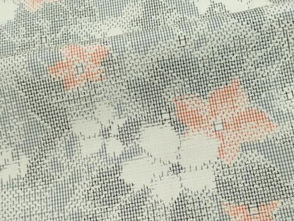 平和屋着物▽上質な紬　単衣　草木文　正絹　逸品　CAAV0984ou