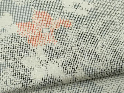 平和屋着物▽上質な紬　単衣　草木文　正絹　逸品　CAAV0984ou