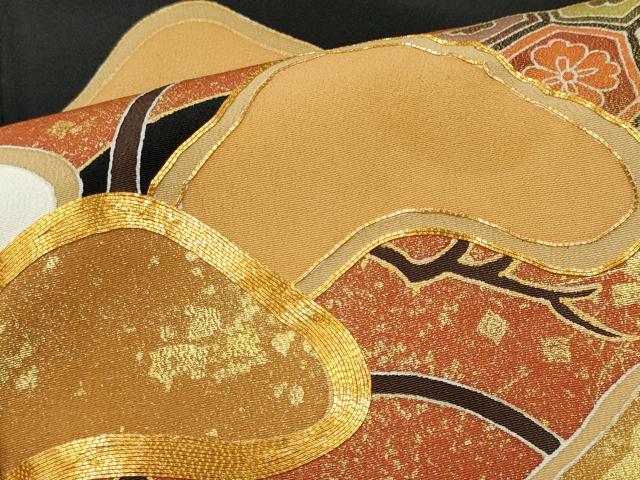 平和屋着物■豪華黒留袖 駒刺繍 枝松文 金彩 正絹 逸品 CAAV1186ou