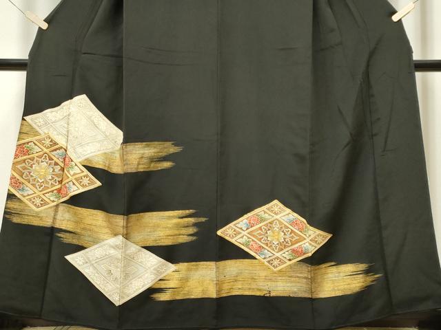 平和屋着物■豪華黒留袖 駒刺繍 菱花文 金彩 正絹 逸品 CAAV1190ou