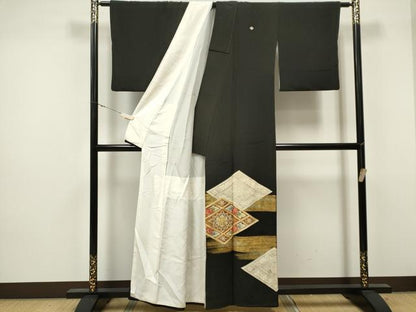 平和屋着物■豪華黒留袖 駒刺繍 菱花文 金彩 正絹 逸品 CAAV1190ou