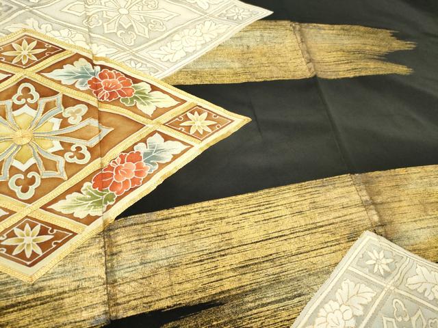 平和屋着物■豪華黒留袖 駒刺繍 菱花文 金彩 正絹 逸品 CAAV1190ou