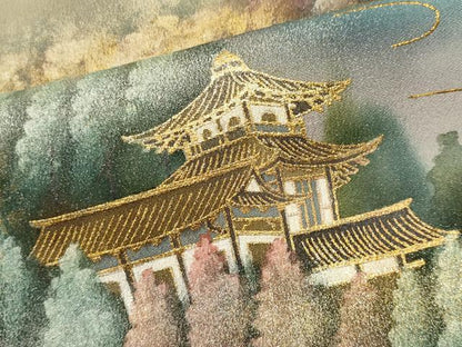 平和屋着物■豪華黒留袖 手描き 鴛鴦風景文 暈し染め 金銀彩 正絹 逸品 CAAV1193ou