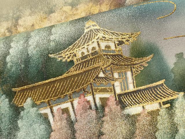 平和屋着物■豪華黒留袖 手描き 鴛鴦風景文 暈し染め 金銀彩 正絹 逸品 CAAV1193ou